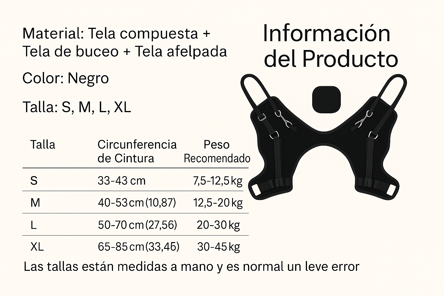 Arnés de soporte para cadera y patas traseras para perros – Negro, ajustable, con tiras reflectantes, transpirable y perfecto para asistencia al caminar.